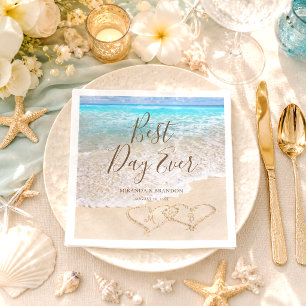 Best Day Ever Tropical Blue Ocean Beach Wedding Napkins