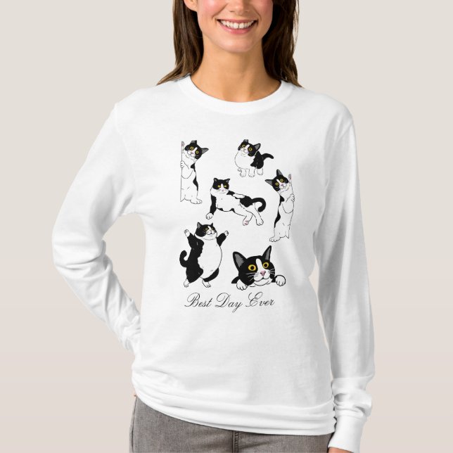 Best day ever tuxedo cat long sleeve shirt (Front)