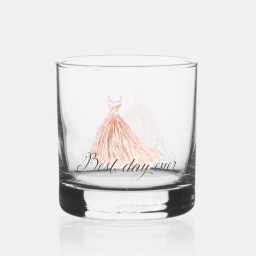 Best Day Ever Watercolor Bridesmaid Dress  Whiskey Glass