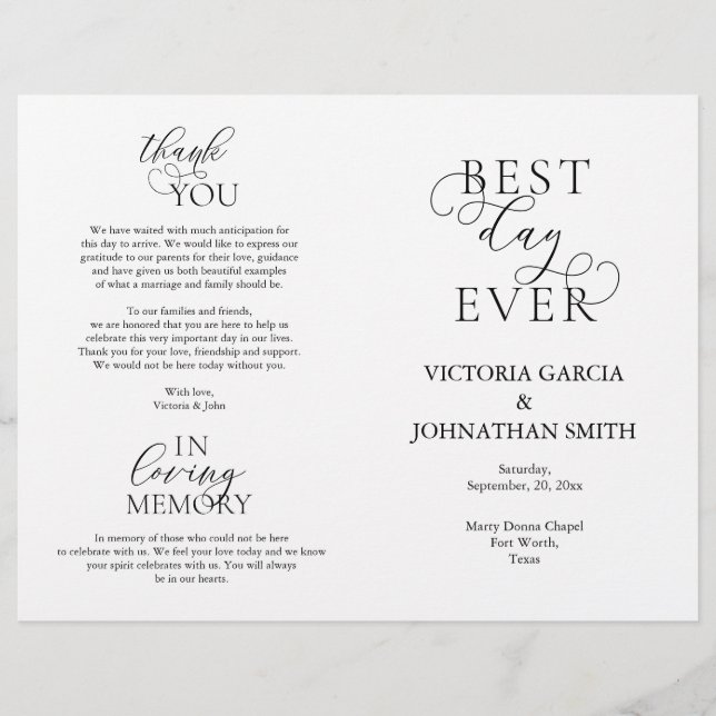 Best Day Ever, Wedding Ceremony Foldable (Front)