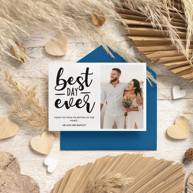 Best Day Ever Wedding Day Photo Thank You Card (Best Day Ever Wedding Day Photo Thank You Card)
