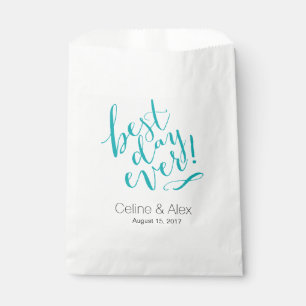 BEST DAY EVER Wedding Day teal Favor Bag