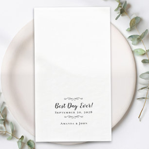 Best Day Ever Wedding Elegant Party Black & White  Paper Guest Towels
