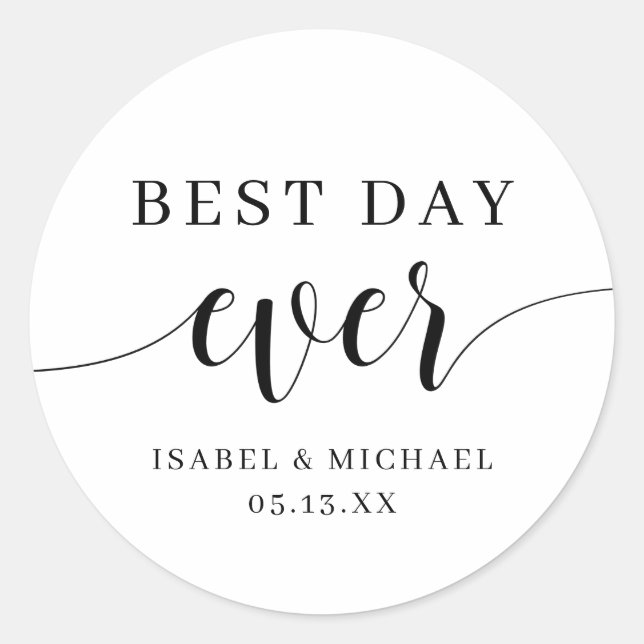 Best Day Ever Wedding Favor Labels (Front)