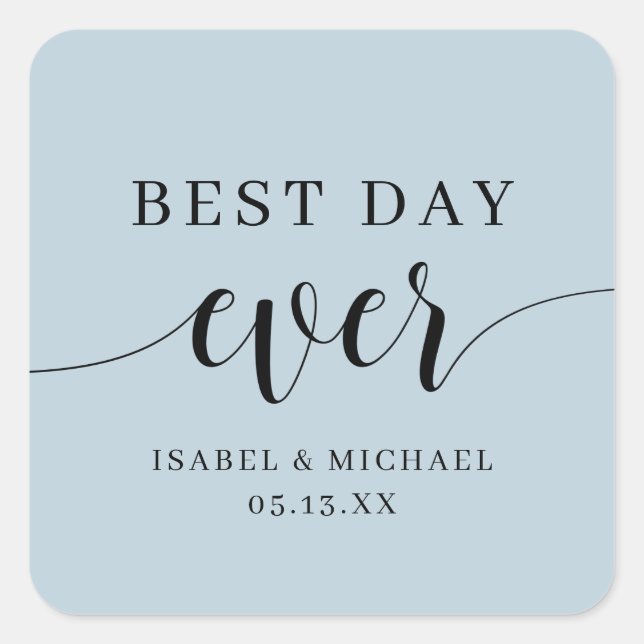 Best Day Ever Wedding Favor Labels (Front)