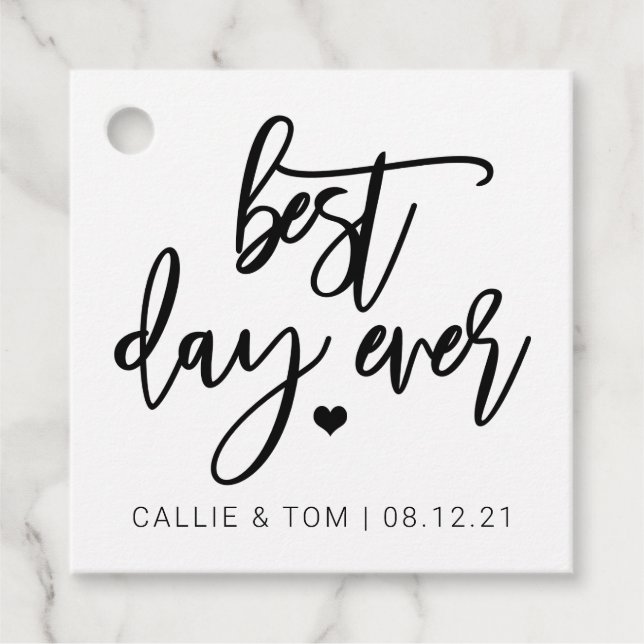 Best Day Ever Wedding Favor Tag (Front)
