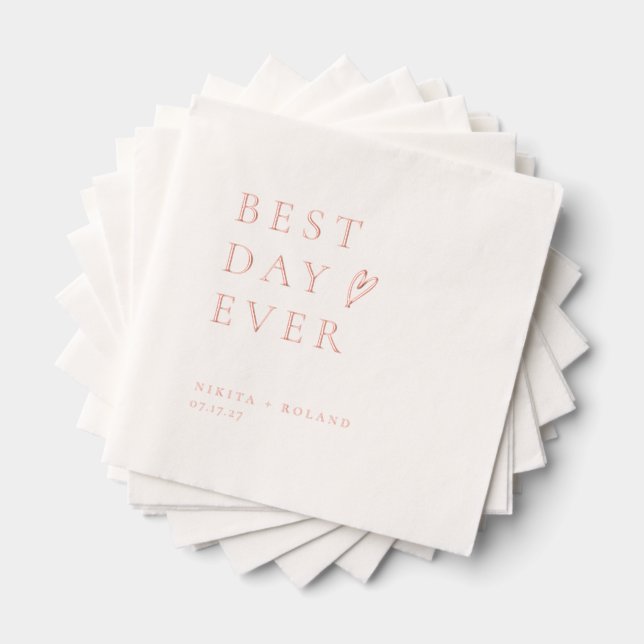 BEST DAY EVER Wedding Foil Napkins (Insitu (Stacked))