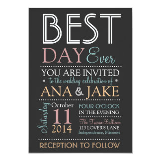 BEST DAY EVER Wedding Invitation- COLORFUL Edition Invitation