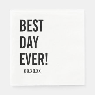 Best Day Ever Wedding Napkins, Modern Minimalist Napkins