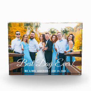 Best Day Ever Wedding Photo Block Wide
