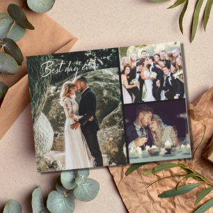 Best Day Ever Wedding Photo Collage Thank You Postcard