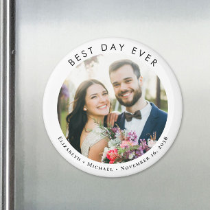Best Day Ever Wedding Photo Magnet