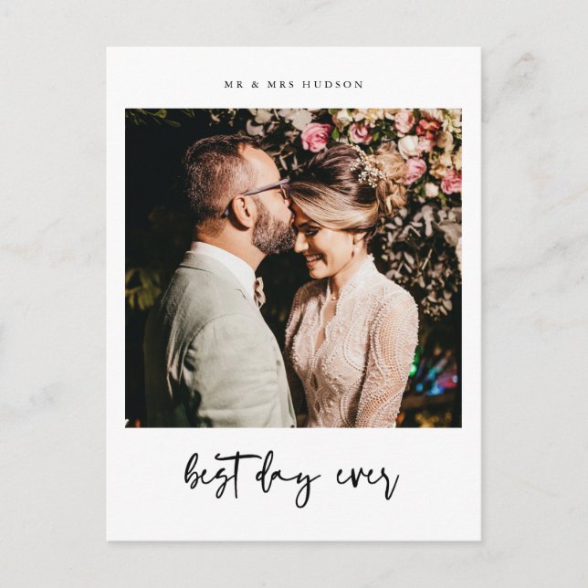 Best Day Ever Wedding Photo Thank You Card (Front)