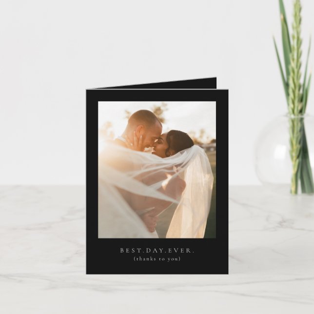 Best Day Ever Wedding Photo Thank You Card (Front)