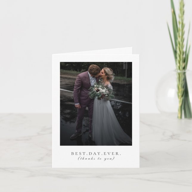 Best Day Ever Wedding Photo Thank You Card (Front)