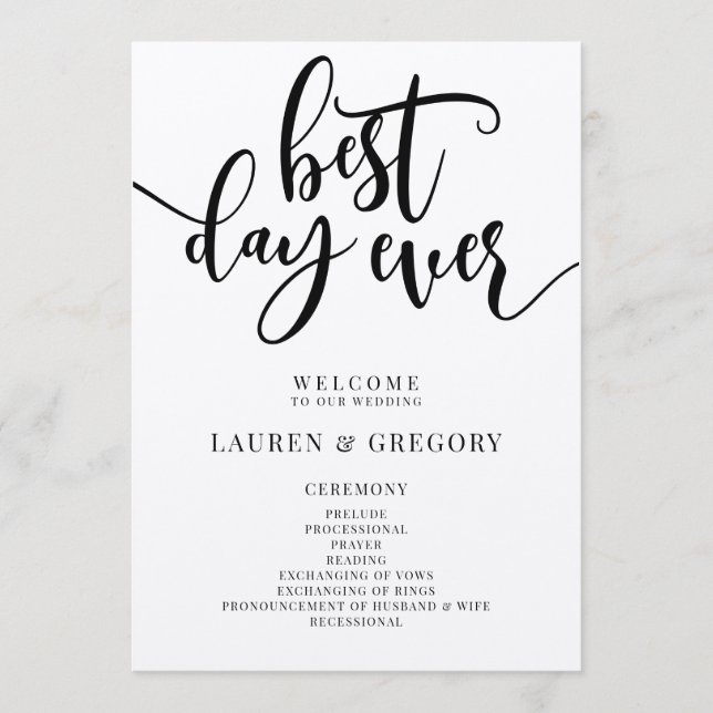 Best Day Ever Wedding Program Fan (Front)
