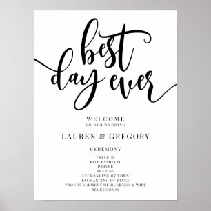 Best Day Ever Wedding Program Welcome Sign