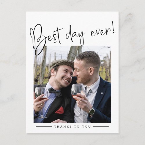 Best Day Ever Wedding Thank You Announcement Postcard