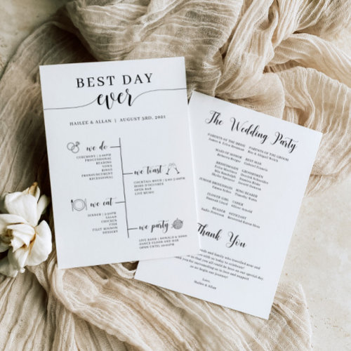 Best Day Ever Wedding Timeline Program