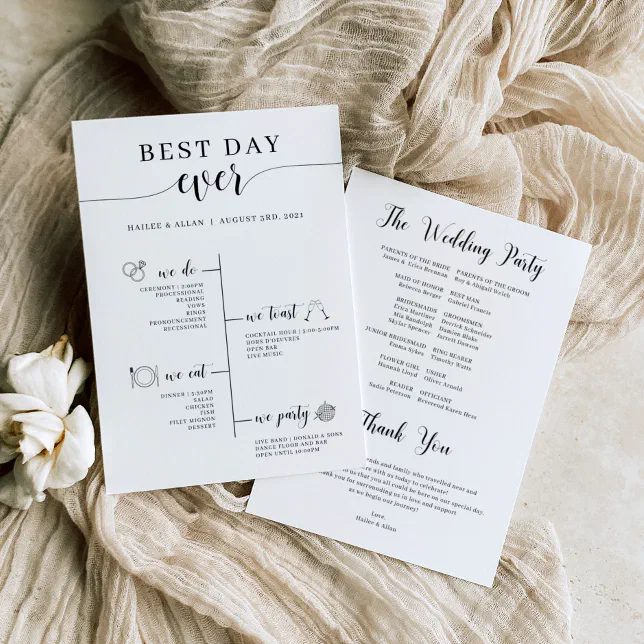 Best Day Ever Wedding Timeline Program 