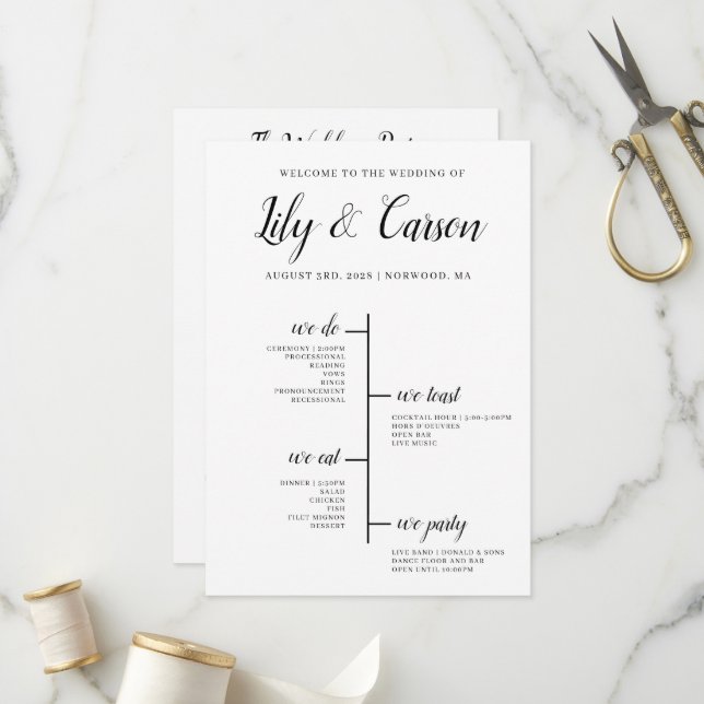 Best Day Ever Wedding Timeline Program (Front/Back In Situ)