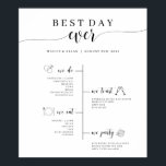 Best Day Ever Wedding Timeline Program Poster<br><div class="desc">This wedding timeline poster is the perfect way to give your guests information about your wedding day!</div>