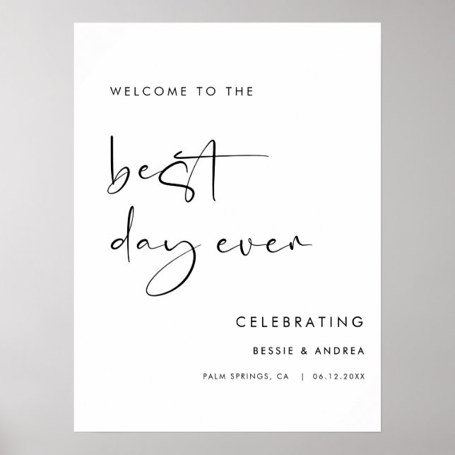 Best Day Ever Wedding Welcome Sign Poster (Front)
