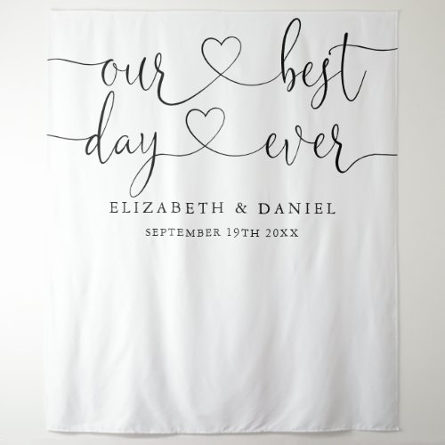 Best Day Heart Script Wedding Photo Booth Backdrop