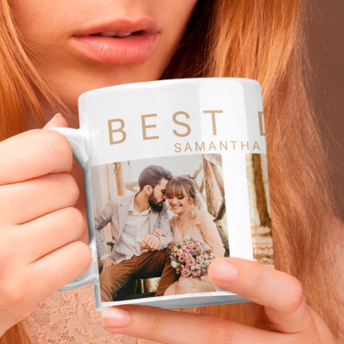 Best day modern wedding gold 3 photo grid coffee mug