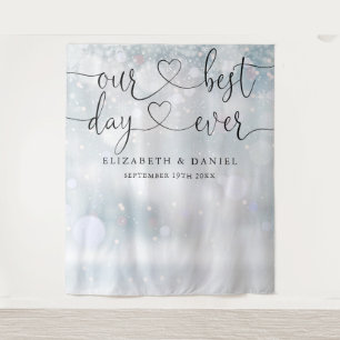 Best Day Script Winter Wedding Photo Backdrop