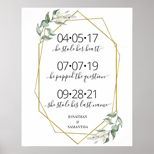 Best day sign wedding date yes day greenery gold