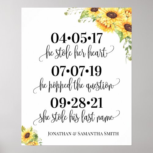 Best day sign wedding date yes day sunflowers