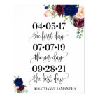 Best day wedding date yes day navy burgundy sign