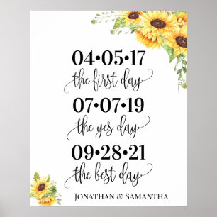 Best day wedding date yes day sunflower sign