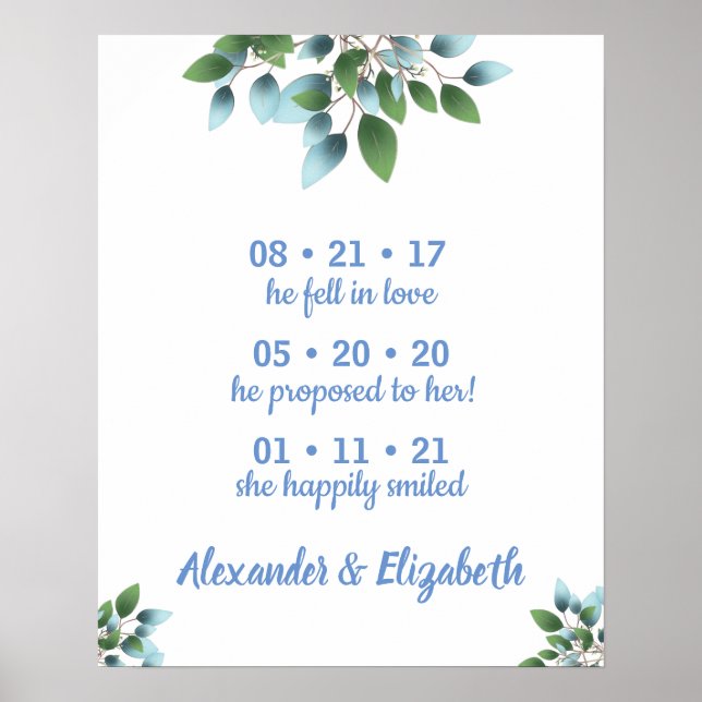 Best Day Wedding Date Yes Sign Eucalyptus Greenery (Front)
