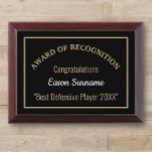 Best Defensive Player Award Plaque<br><div class="desc">Great gift for special player</div>