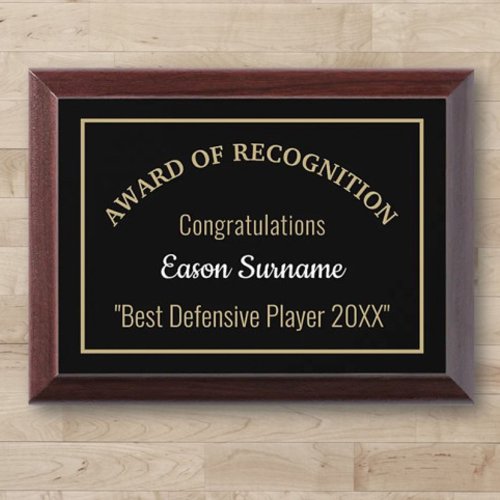 Best Defensive Player Award Plaque