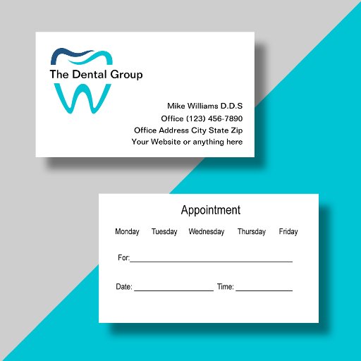 Customizable Best Dentist Office Appointment Business Cards