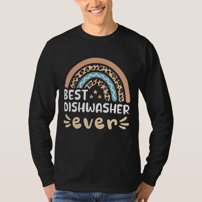Best Dishwasher ever Leopard Rainbow Gift Mom T-Shirt (Front)