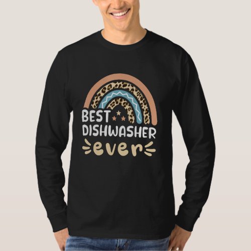 Best Dishwasher Ever Leopard Rainbow Mom T_Shirt