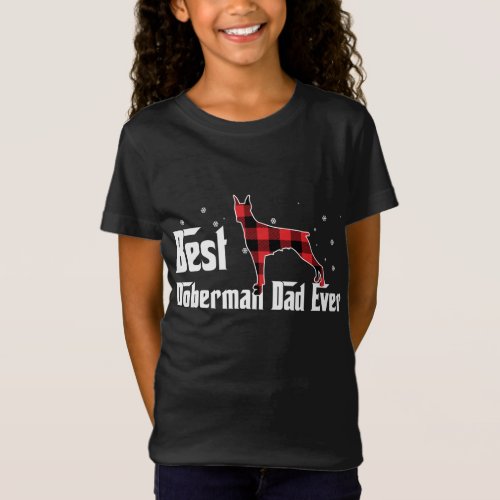 Best Doberman Dad Ever Red Plaid Christmas For Dog T_Shirt
