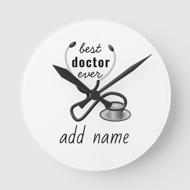 Best Doctor Ever Appreciation Thank You Doctor Round Clock (Front)