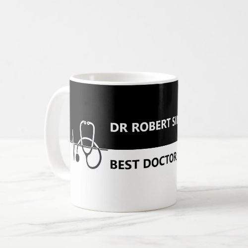 Best Doctor Ever Custom Name Black and White Gift Coffee Mug