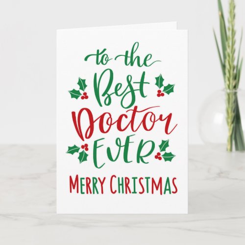 Best Doctor Ever Merry Christmas Typography Card