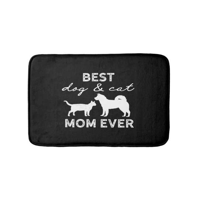 Best Dog And Cat Mom Gift Cute Crazy Cat Lady Dog Bath Mat (Front)