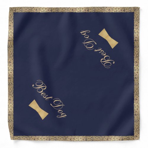 Best Dog Bow Tie Navy Blue Gold Roses Wedding Bandana