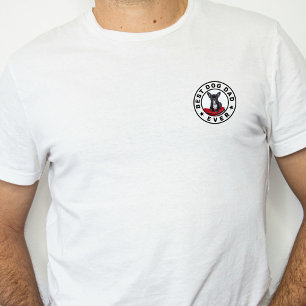 Best Dog Cat Dad Ever Custom Photo White & Black T-Shirt