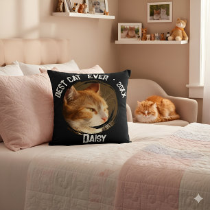 Best Dog Cat Ever Custom Photo Pet Lover Gift Dog  Throw Pillow