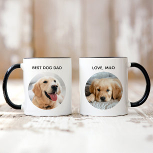 Best Dog Dad 2 Photo Pet Name Mug