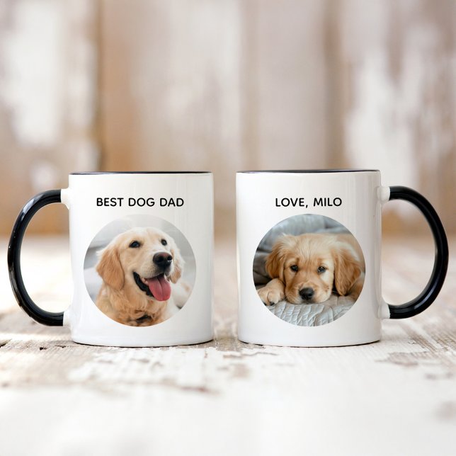 Best Dog Dad 2 Photo Pet Name Mug (Creator Uploaded)